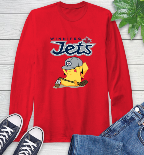 NHL Pikachu Hockey Sports Winnipeg Jets Long Sleeve T-Shirt 10