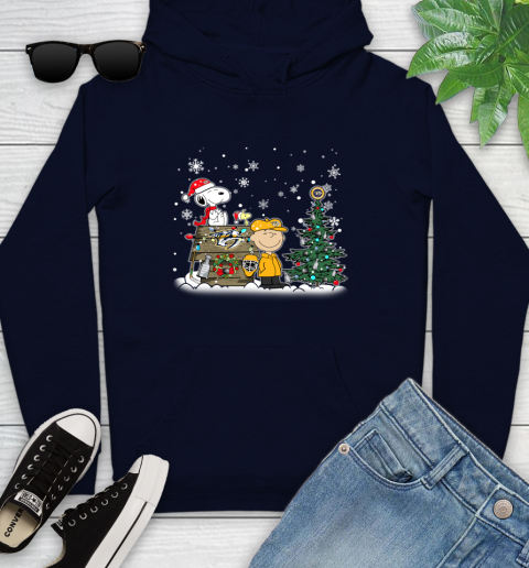 NHL Nashville Predators Snoopy Charlie Brown Woodstock Christmas Stanley Cup Hockey Youth Hoodie 3