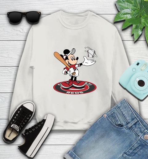 MLB Baseball Cincinnati Reds Cheerful Mickey Disney Shirt Sweatshirt 12