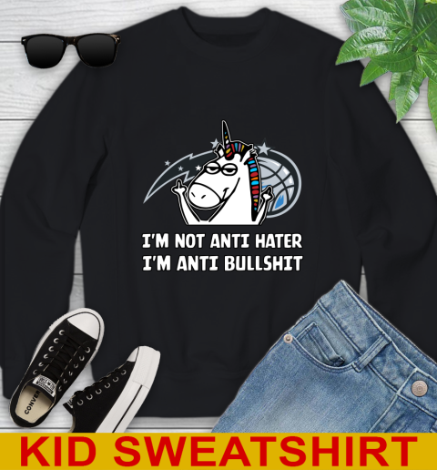 Orlando Magic NBA Basketball Unicorn I'm Not Anti Hater I'm Anti Bullshit Youth Sweatshirt 2