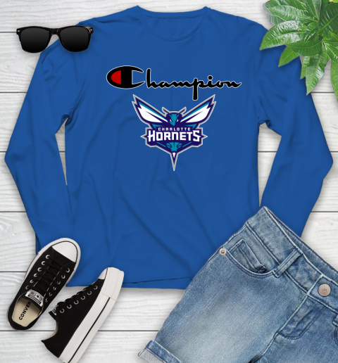 NBA Basketball Charlotte Hornets Champion Shirt Youth Long Sleeve 7