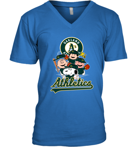 MLB Oakland Athletics Snoopy Charlie Brown Woodstock The Peanuts Movie  Baseball T Shirt_000 Women's T-Shirt