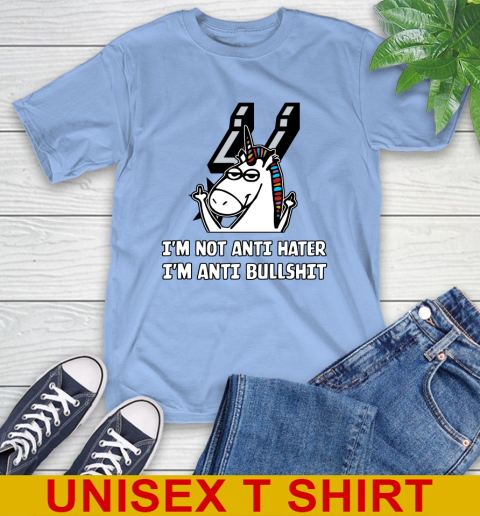 San Antonio Spurs NBA Basketball Unicorn I'm Not Anti Hater I'm Anti Bullshit T-Shirt 11