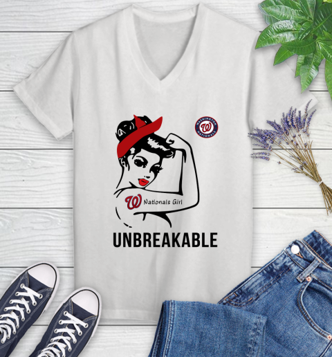 WASHINGTON NATIONALS MLB Toronto Blue Jays Girl Unbreakable Baseball Sports Women's V-Neck T-Shirt