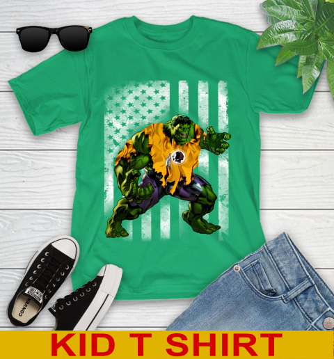 Washington Redskins Hulk Marvel Avengers NFL Football American Flag Youth T-Shirt 7