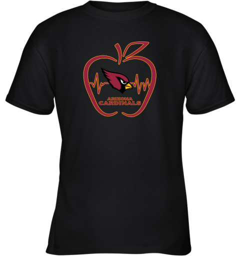 Apple Heartbeat Teacher Symbol Arizona Cardinals Youth T-Shirt