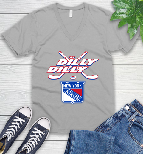 NHL New York Rangers Dilly Dilly Hockey Sports V-Neck T-Shirt 4