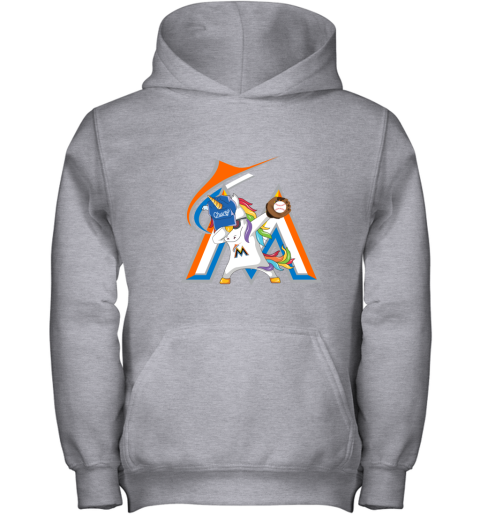 Hip Hop Dabbing Unicorn Flippin Love Miami Marlins Youth Hoodie