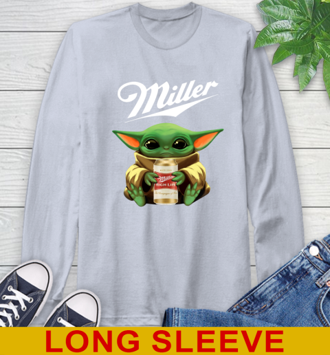 Star Wars Baby Yoda Hugs Miller High Life Beer Shirt 63