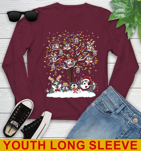 Husky dog pet lover light christmas tree shirt 122
