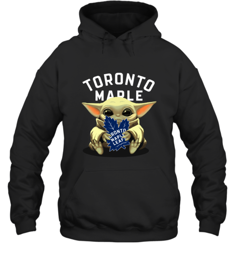 Baby Yoda Hugs The Toronto Maples Leafs Ice Hockey Hoodie