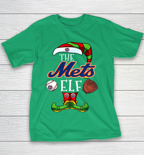New York Mets Christmas ELF Funny MLB Youth T-Shirt 3