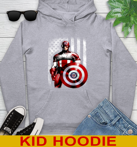 Washington Nationals MLB Baseball Captain America Marvel Avengers American Flag Shirt Youth Hoodie 6