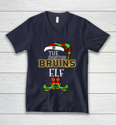 Boston Bruins Christmas ELF Funny NHL V-Neck T-Shirt 2