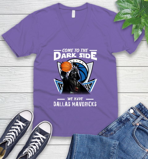 NBA Come To The Dark Side We Have Dallas Mavericks Star Wars Darth Vader Basketball V-Neck T-Shirt 8