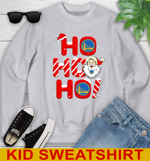 Golden State Warriors NBA Basketball Ho Ho Ho Santa Claus Merry Christmas Shirt Youth Sweatshirt 3