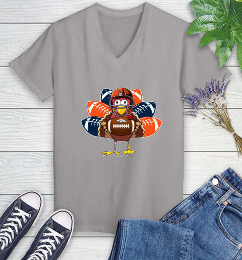 Denver Broncos Turkey Thanksgiving Day Women's V-Neck T-Shirt 4