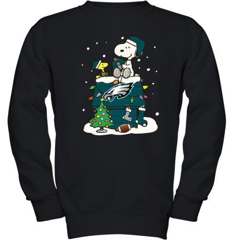A Happy Christmas With Philadelphia Eagles Snoopy Youth Sweatshirt