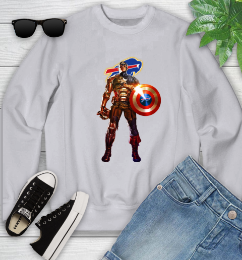 NFL Captain America Marvel Avengers Endgame Football Sports Buffalo Bills Youth Sweatshirt 4
