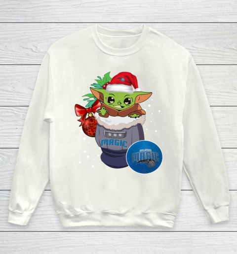 Orlando Magic Christmas Baby Yoda Star Wars Funny Happy NBA Youth Sweatshirt 2