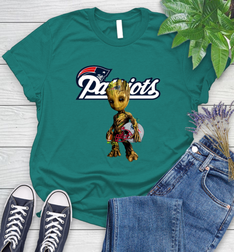 New England Patriots NFL Football Groot Marvel Guardians Of The Galaxy Women's T-Shirt 12