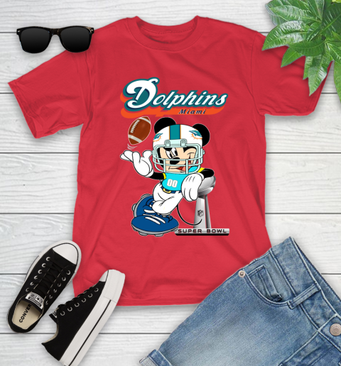 NFL Miami Dolphins Mickey Mouse Disney Super Bowl Football T Shirt Youth T-Shirt 10