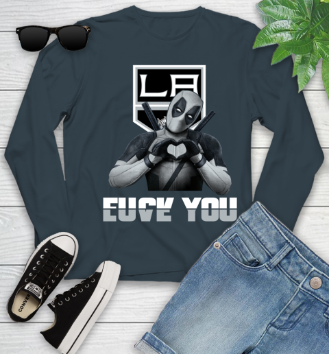 NHL Los Angeles Kings Deadpool Love You Fuck You Hockey Sports Youth Long Sleeve 9
