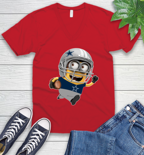 NFL Dallas Cowboys Minions Disney Football Sports V-Neck T-Shirt 7