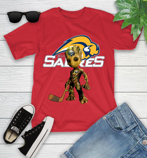 Buffalo Sabres NHL Hockey Groot Marvel Guardians Of The Galaxy Youth T-Shirt 10