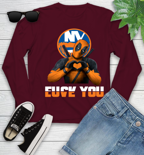 NHL New York Islanders Deadpool Love You Fuck You Hockey Sports Youth Long Sleeve 6