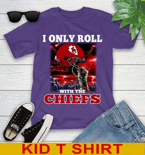 Kansas City Chiefs NFL Football I Only Roll With My Team Sports Youth T-Shirt 3