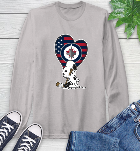 Winnipeg Jets NHL Hockey The Peanuts Movie Adorable Snoopy Long Sleeve T-Shirt 12