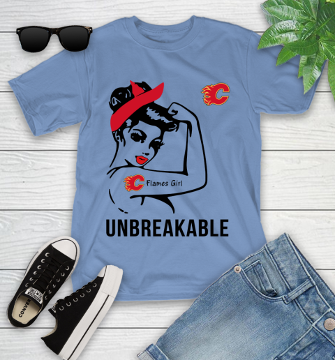 NHL Calgary Flames Girl Unbreakable Hockey Sports Youth T-Shirt 9