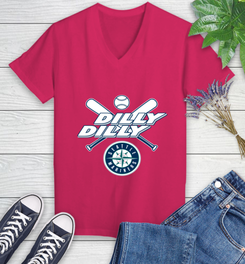 MLB Seattle Mariners Dilly Dilly Baseball Sports Women's V-Neck T-Shirt 9