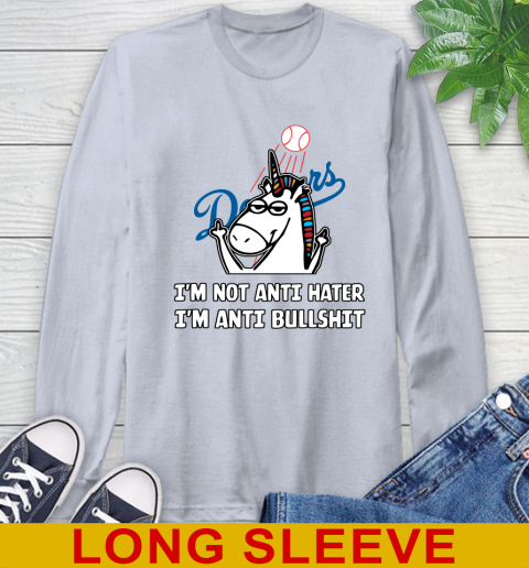 Los Angeles Dodgers MLB Baseball Unicorn I'm Not Anti Hater I'm Anti Bullshit Long Sleeve T-Shirt 6