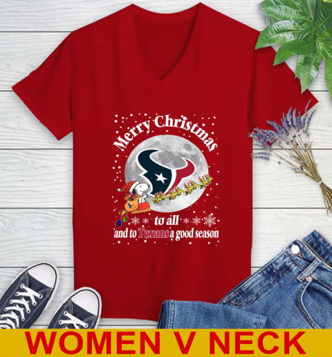 Houston Texans Merry Christmas To All And To Texans A Good Season NFL Football Sports Women's V-Neck T-Shirt 10