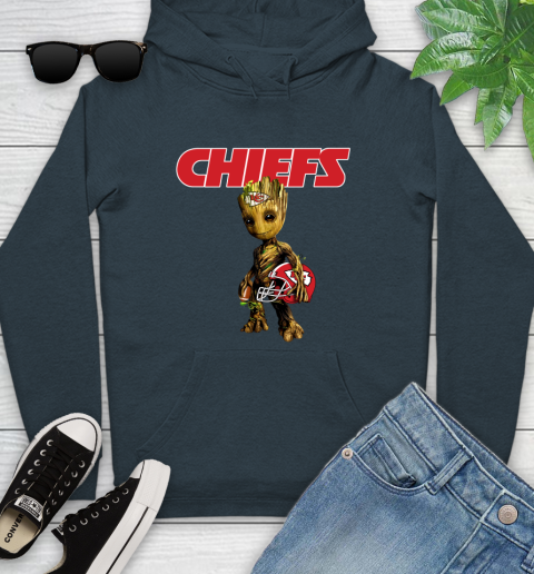 Kansas City Chiefs NFL Football Groot Marvel Guardians Of The Galaxy Youth Hoodie 8