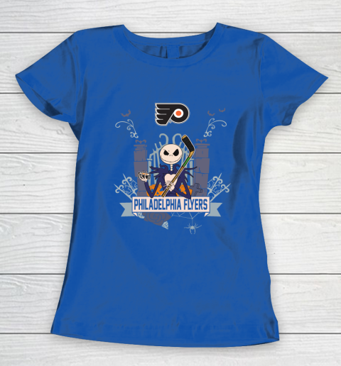 NHL Philadelphia Flyers Hockey Jack Skellington Halloween Women's T-Shirt 8