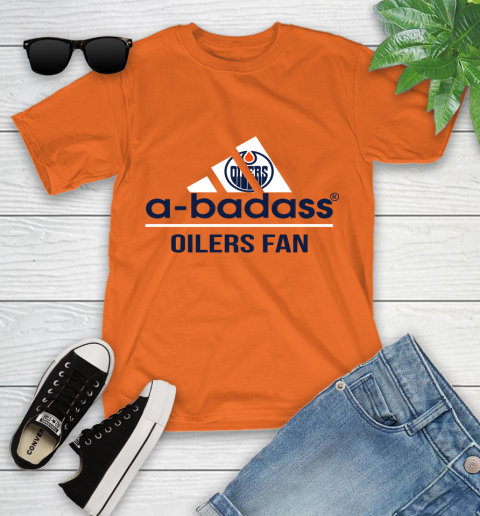 NHL A Badass Edmonton Oilers Fan Adidas Hockey Sports Youth T-Shirt 9