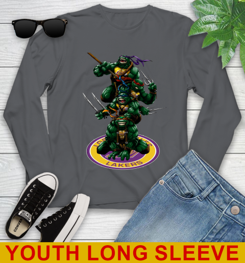 NBA Basketball Los Angeles Lakers Teenage Mutant Ninja Turtles Shirt Youth Long Sleeve 9