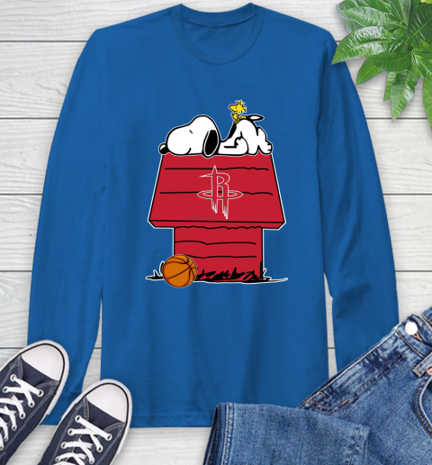 Houston Rockets NBA Basketball Snoopy Woodstock The Peanuts Movie Long Sleeve T-Shirt 9