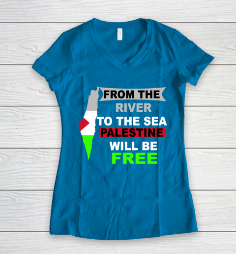 From The River To The Sea Palestine Will Be Free Shirt Women's V-Neck T-Shirt 5