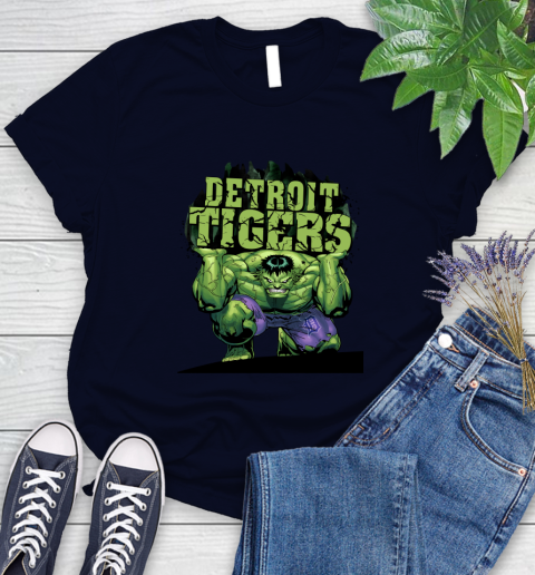 Detroit Tigers MLB Baseball Incredible Hulk Marvel Avengers Sports Women's T-Shirt 3
