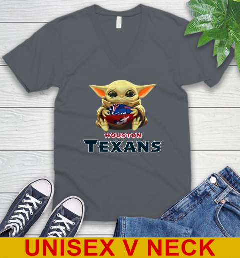 NFL Football Houston Texans Baby Yoda Star Wars Shirt V-Neck T-Shirt 5