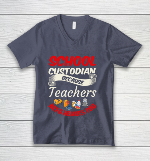 School Custodian Shirt Jokey Funny Saying Custodian V-Neck T-Shirt 7