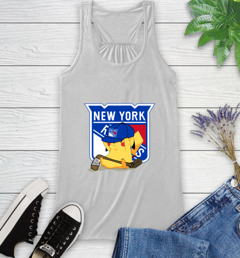 NHL Pikachu Hockey Sports New York Rangers Racerback Tank