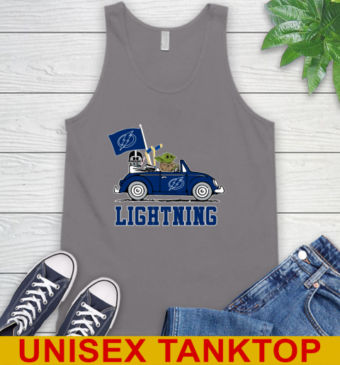 NHL Hockey Tampa Bay Lightning Darth Vader Baby Yoda Driving Star Wars Shirt Tank Top 7