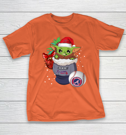 Atlanta Braves Christmas Baby Yoda Star Wars Funny Happy MLB T-Shirt 6