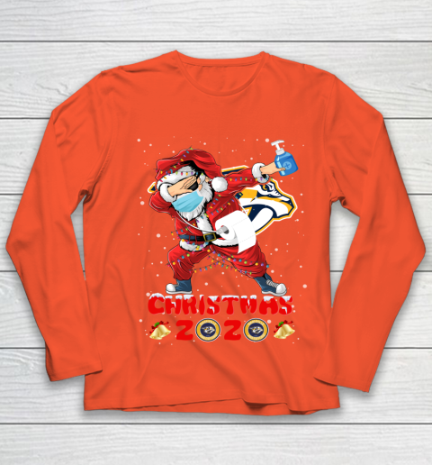 Nashville Predators Funny Santa Claus Dabbing Christmas 2020 NHL Youth Long Sleeve 3
