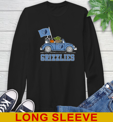 NBA Basketball Memphis Grizzlies Darth Vader Baby Yoda Driving Star Wars Shirt Long Sleeve T-Shirt 2